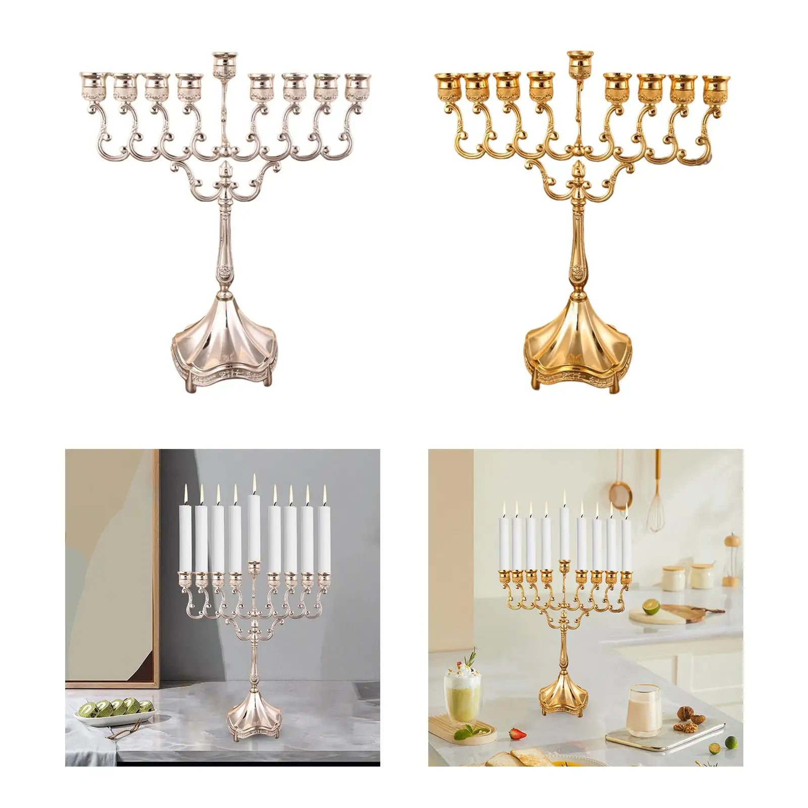 Hanukkah Menorah Candle Stands Tabletop