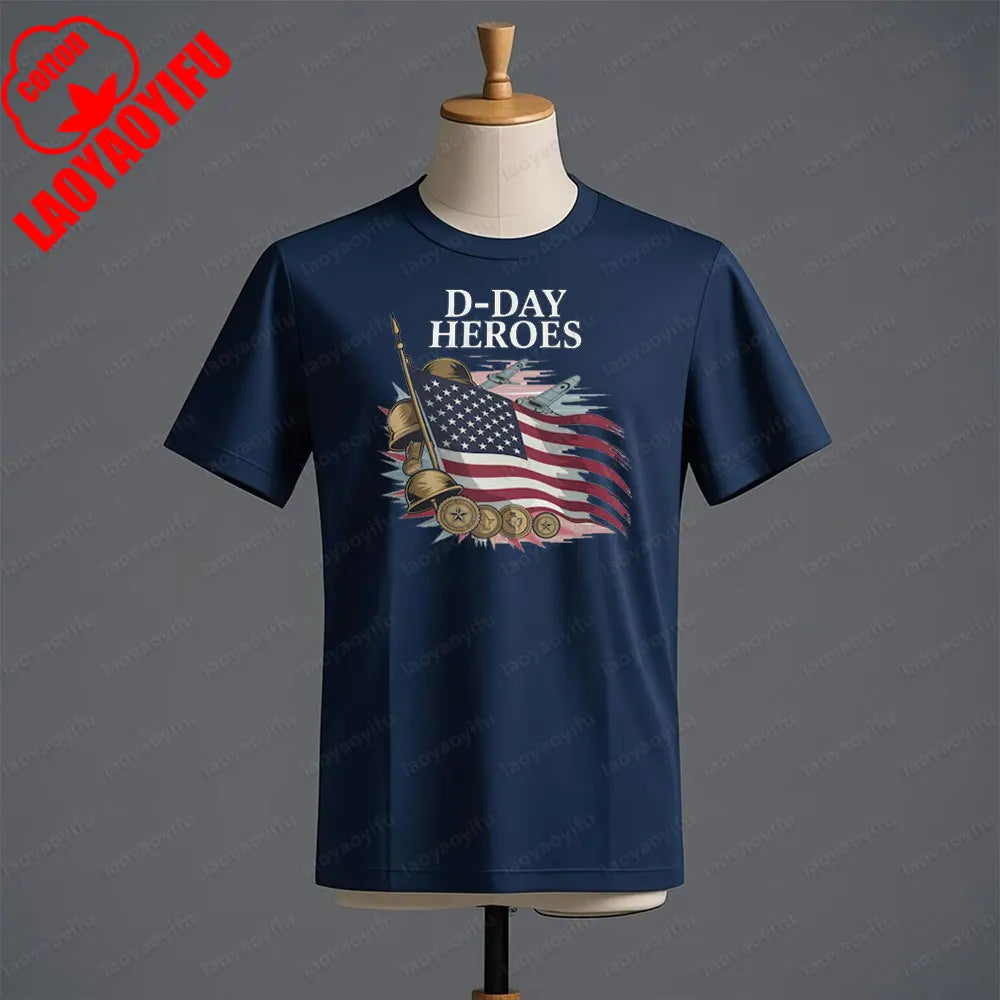 D Day Heroes T Shirt American Flag WW2 Tshirt
