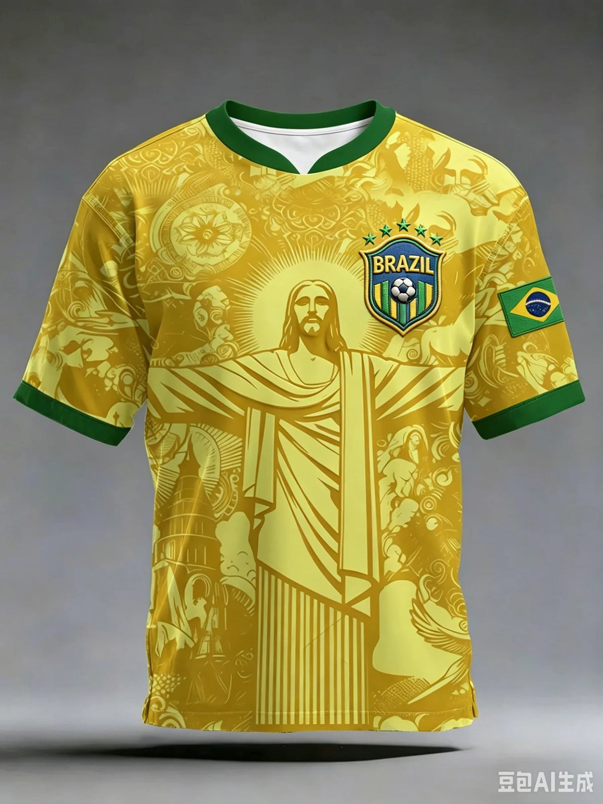 Brazil Savior Christ Pattern Tee