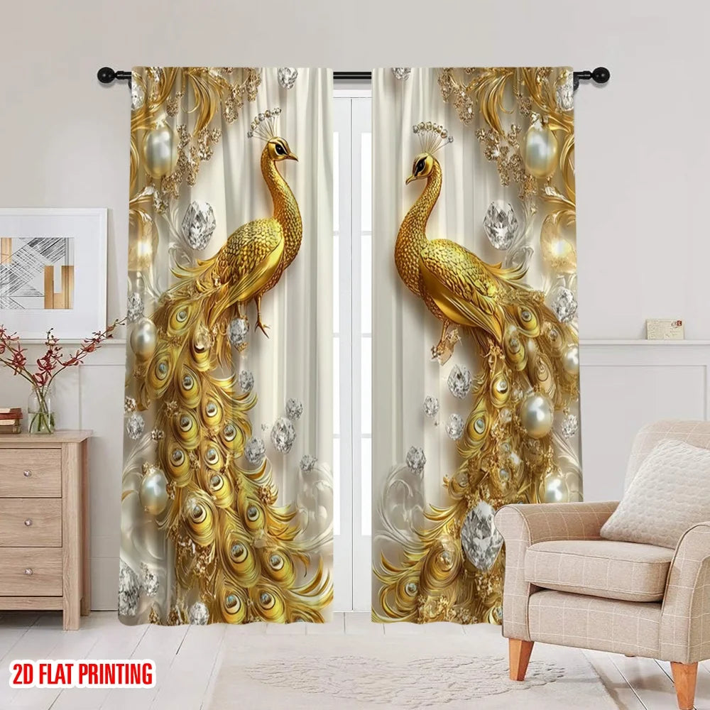 Golden Peacock Curtains