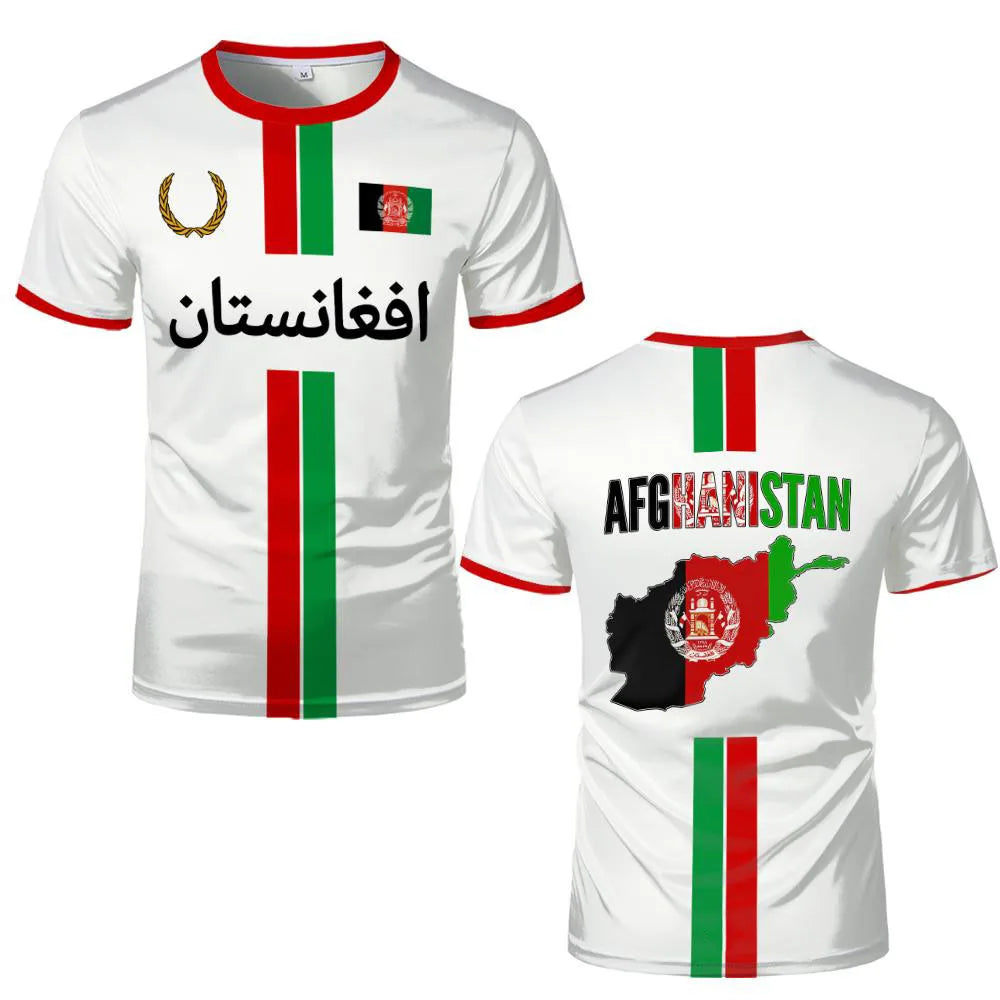 تي شيرت رجالي لكرة القدم بنمط أفغاني خريطة علم أفغانستان مطبوعة جيرسي رجالي سريع الجفاف قابل للتنفس كاجوال بقبة دائرية قمصان رياضية