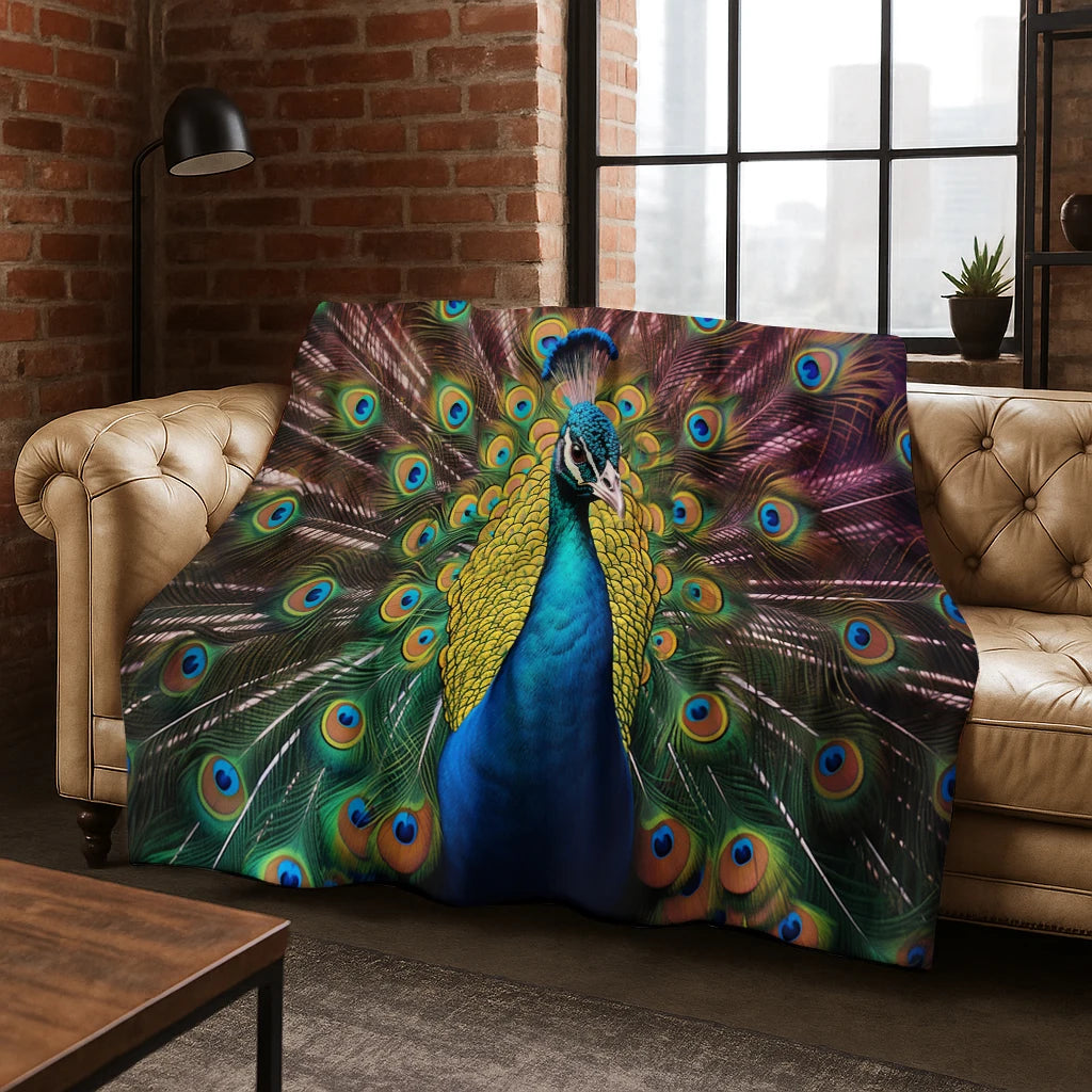Exquisite Peacock Bird Animal Flannel Blanket Soft Warm