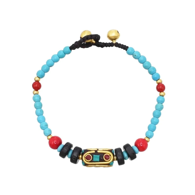 Vintage Tibetan Ethnic Colorful Stone Bead Bracelet