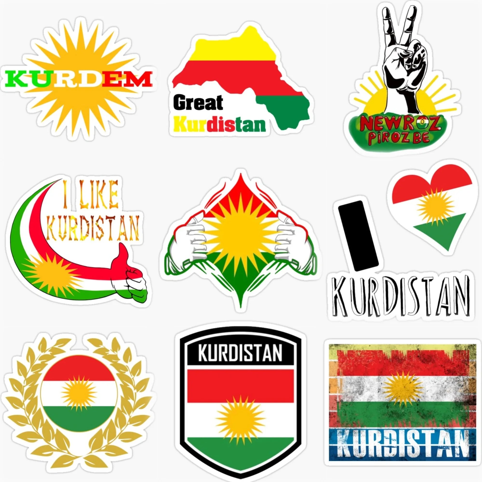 ملصقات علم كردستان للسيارات والدراجات النارية وملصقات مخصصة لخوذات السباق على الطرق الوعرة وإكسسوارات قابلة للتخصيص الحجم
