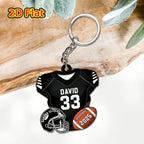 Personalized 2D Flat American Football Keychain