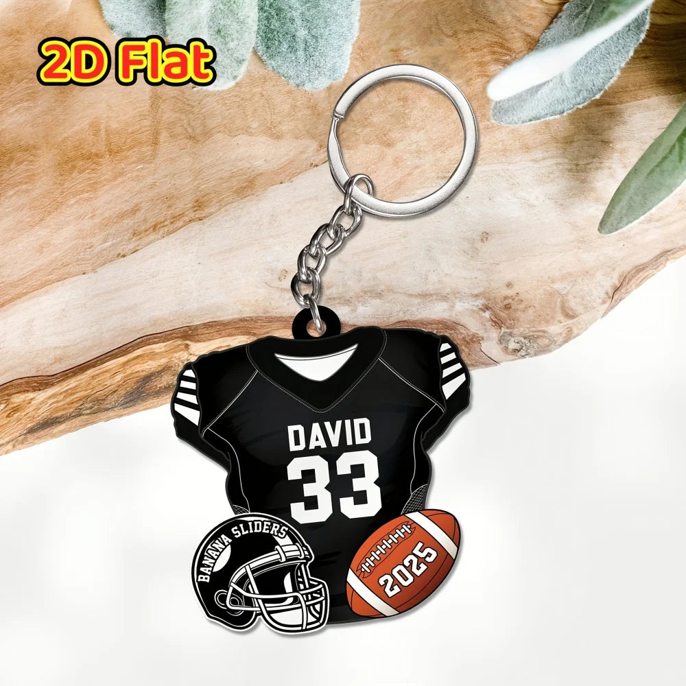 Personalized 2D Flat American Football Keychain
