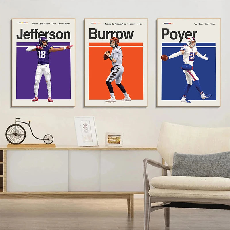 Classic American Football Star Athletes Highlights Achievements Posters