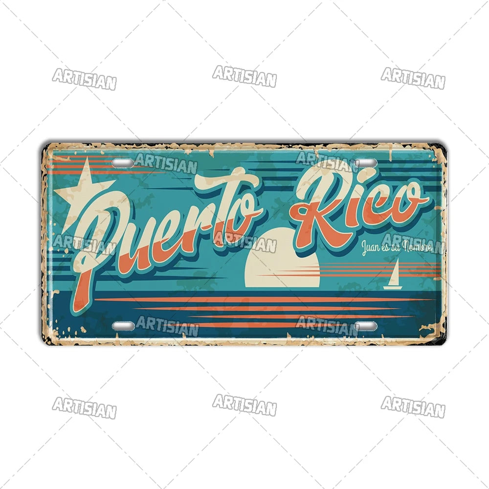 USA License Plate Landmark Metal