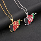 Afghanistan Map Flag Pendant Necklace