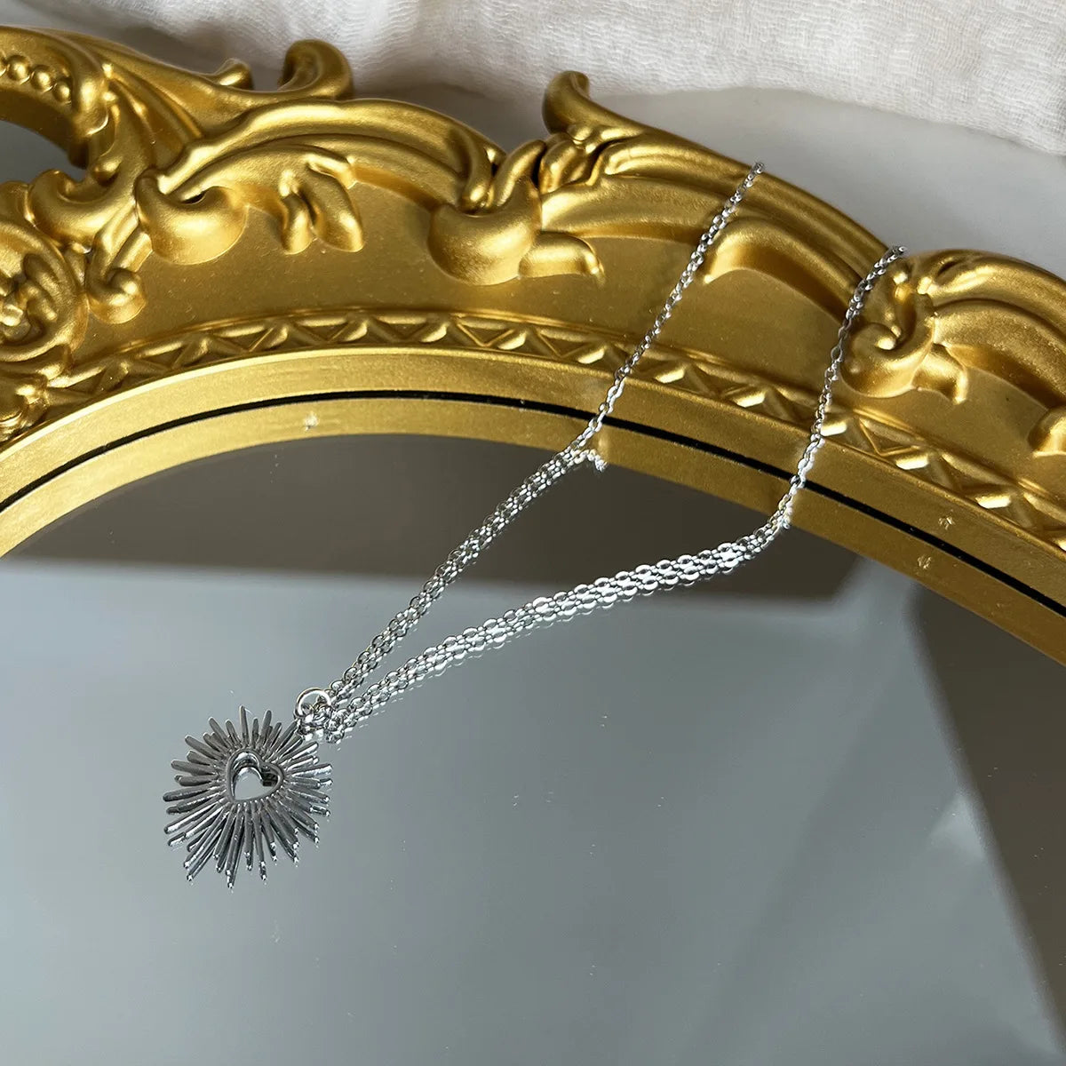Stainless Steel Crystal Sunflower Necklace