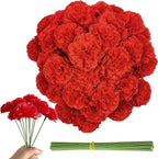 50Pcs Marigold Artificial Flowers for Day of The Dead, Diwali & Halloween Decor