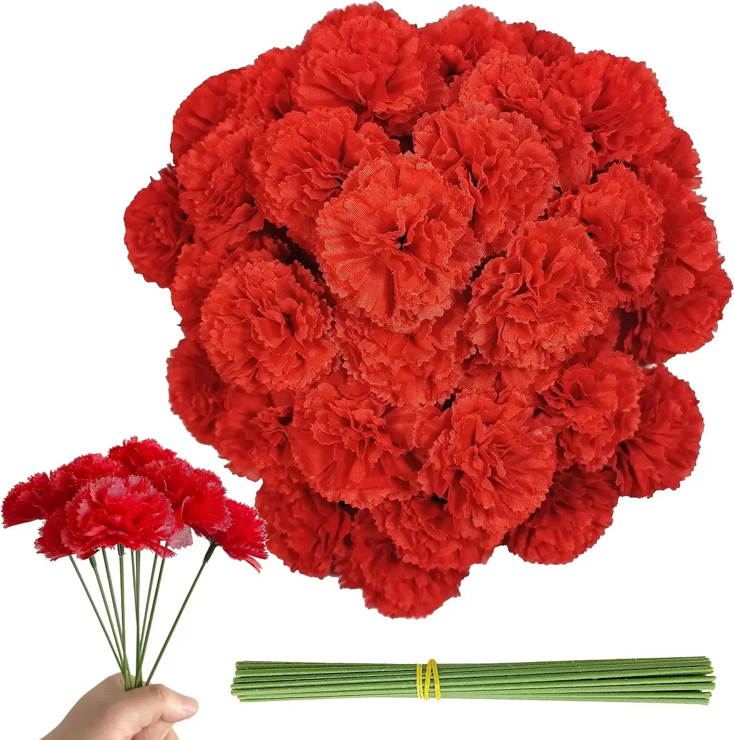 50Pcs Marigold Artificial Flowers for Day of The Dead, Diwali & Halloween Decor