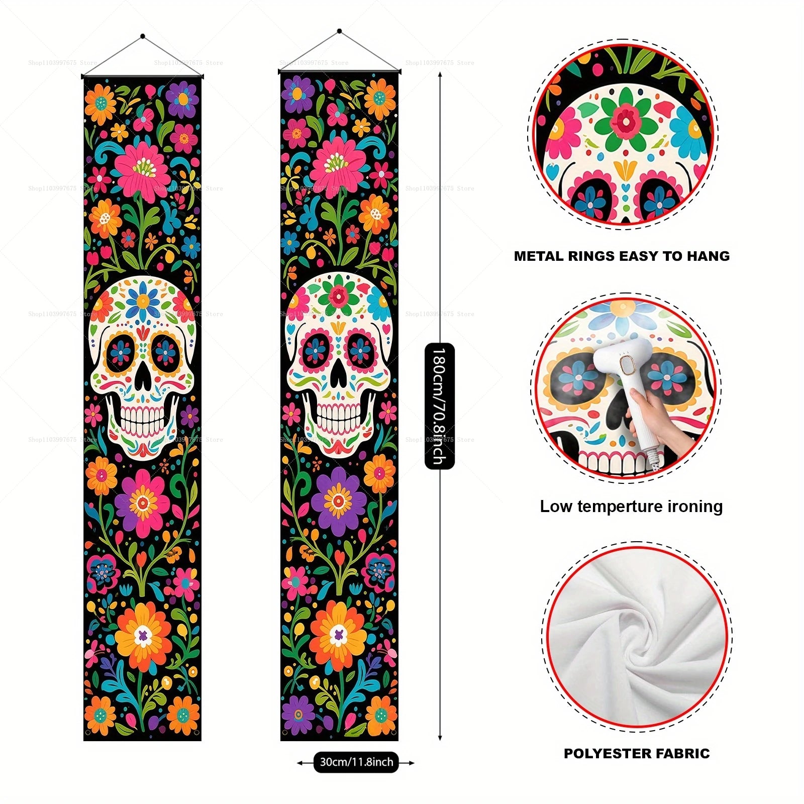 2PCS Mexican Day of The Dead Porch Sign