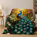 3D Colorful Peacock Birds Dream Flannel Blanket