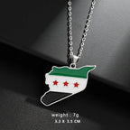 Stainless Steel Map of Syria Pendant Necklace