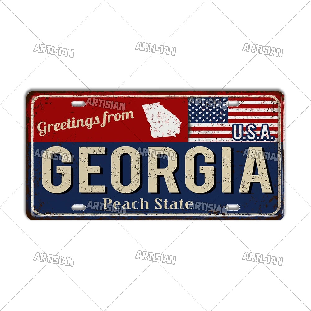 Greeting from USA States Landmark License Plate