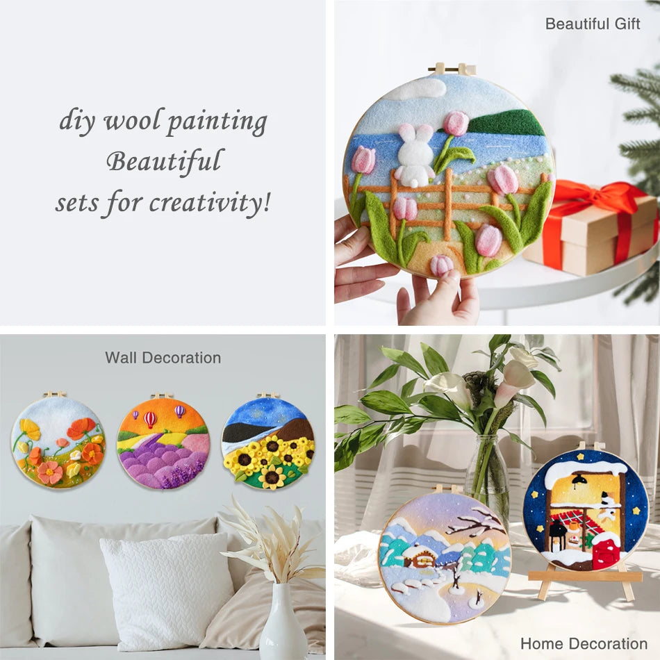Wool Felting Painting Kit, Peacock
