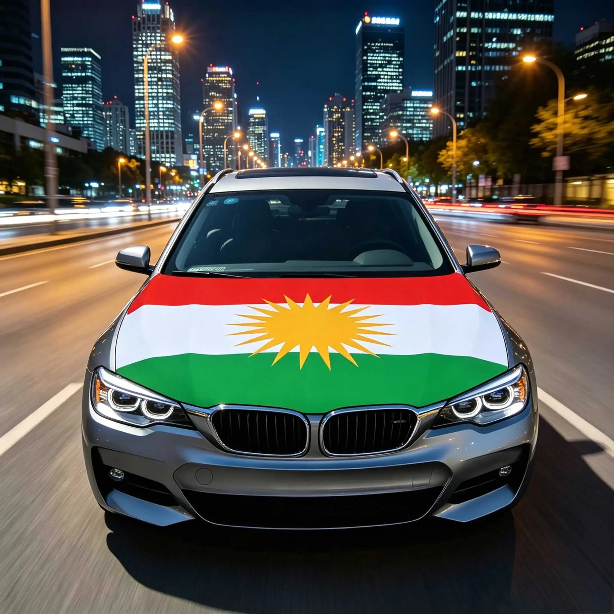 3.8x5.3fts Flag Banner Kurdistan Car Hood Cover