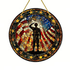 USA Flag Suncatcher Patriotic 2D Flat Soldier