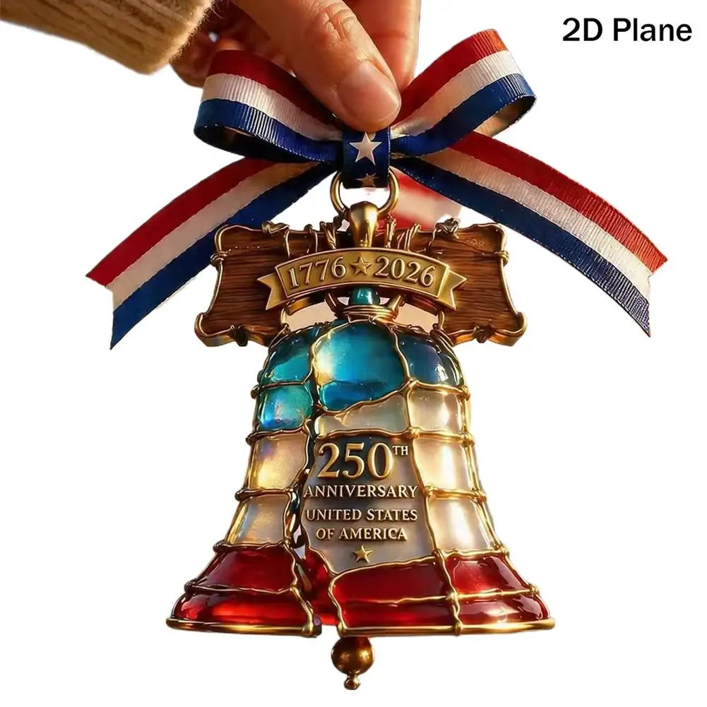2D USA Patriotic Stained Glass Style Hanging Ornaments