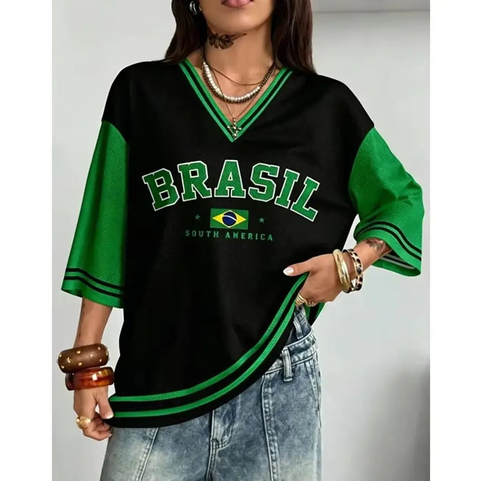Vintage Brazil Style Print Tee