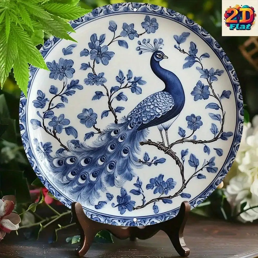 Blue White Peacock Wall Art