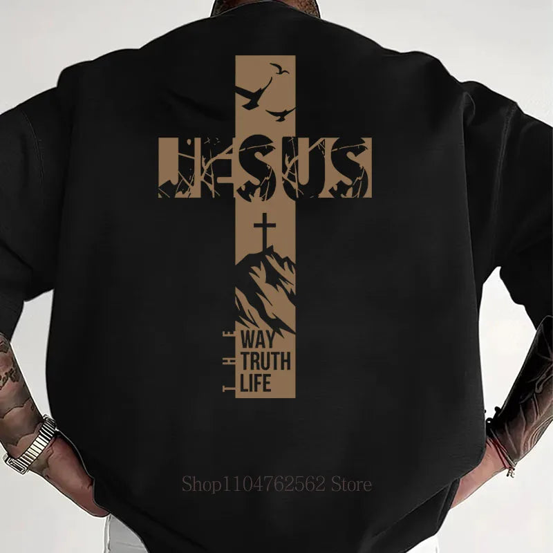 Jesus Cross Pattern Print T-shirts