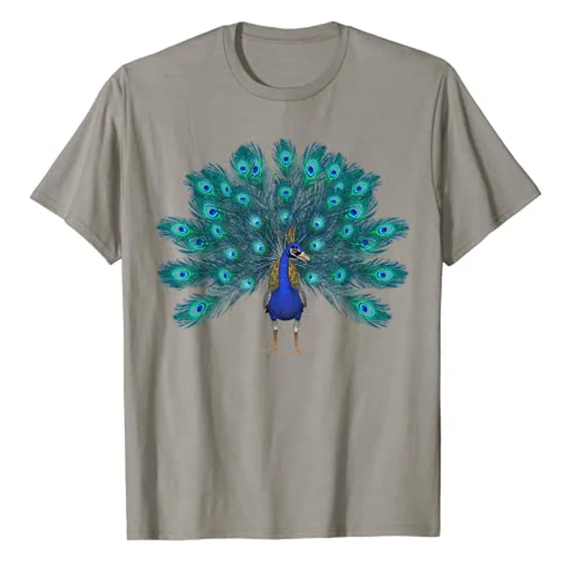 Blue Peacock T-Shirt Feathers