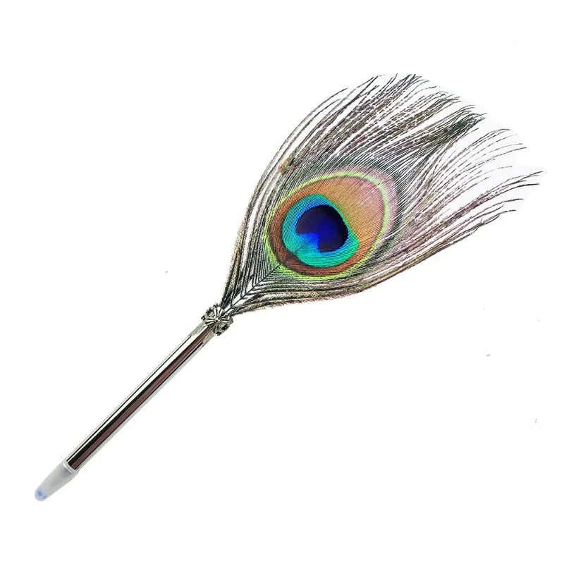 Peacock Feather Pen Black Ballpoint Pen