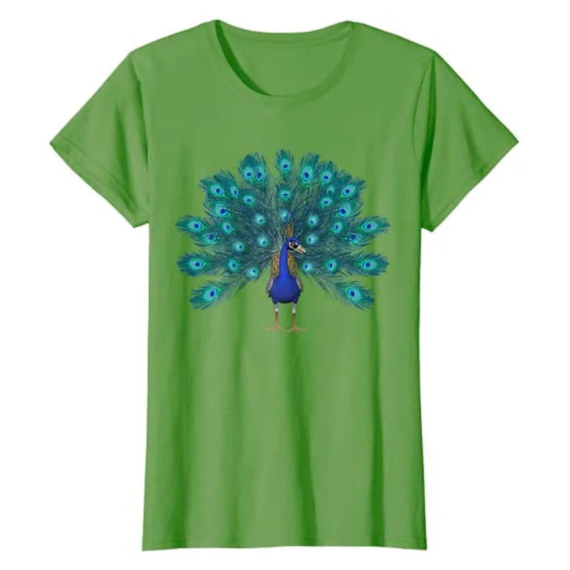 Blue Peacock T-Shirt Feathers