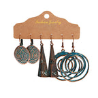 Vintage Bronze Irregular Geometric Triangle Arrow Tassel Dangle Earrings