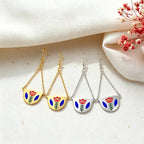Enamel Flower Drop Earrings