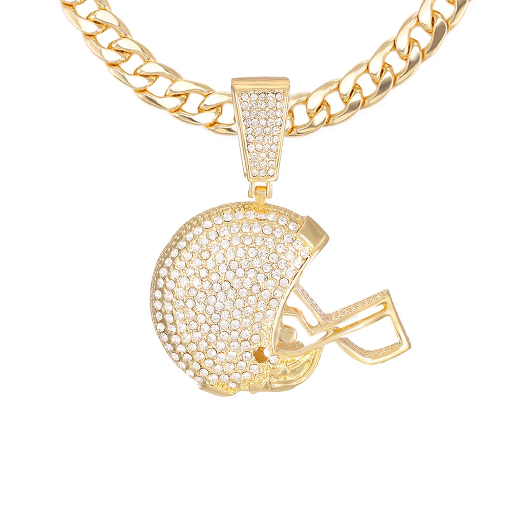 American Football Helmet Pendant Necklace