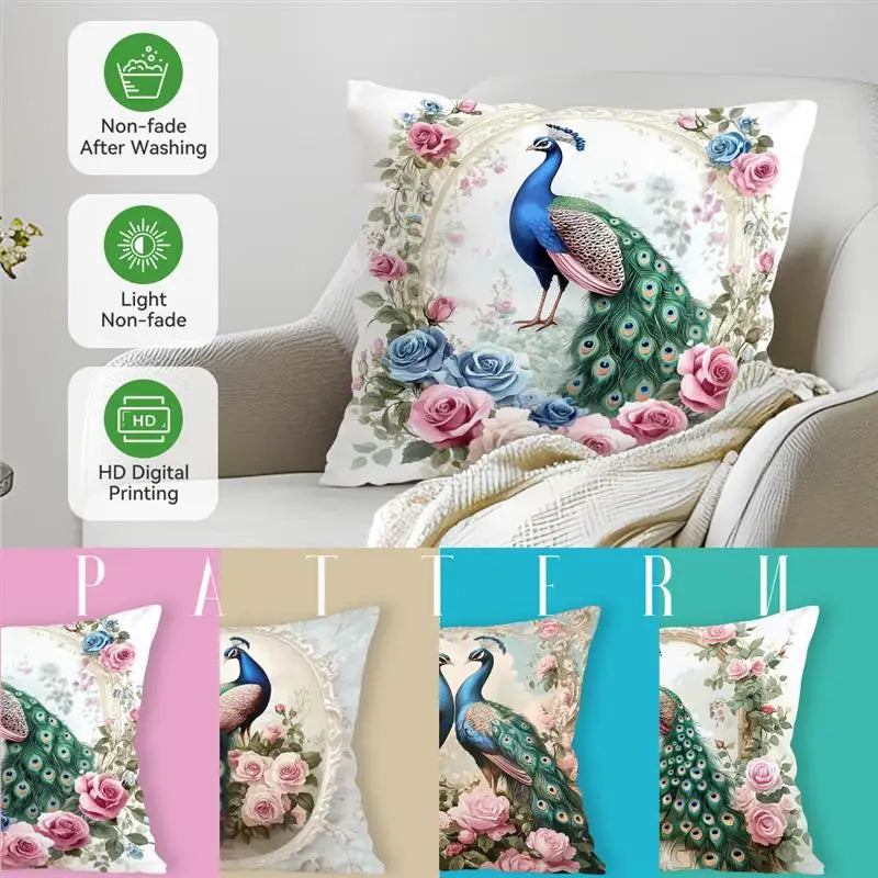 Elegant Peacock Cushions Pillowcase
