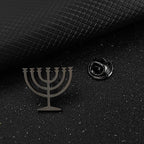 Jewish menorah men's brooch stainless steel lapel pin