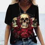 Skulls T-shirt Women's Short Sleeve, Day of the Dead