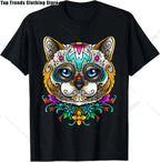 Cute Sugar Skull Cat Dia De Los Muertos Day of The Dead T-Shirt Mexican