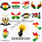 Kurdistan Map National Flag and Emblem Sticker