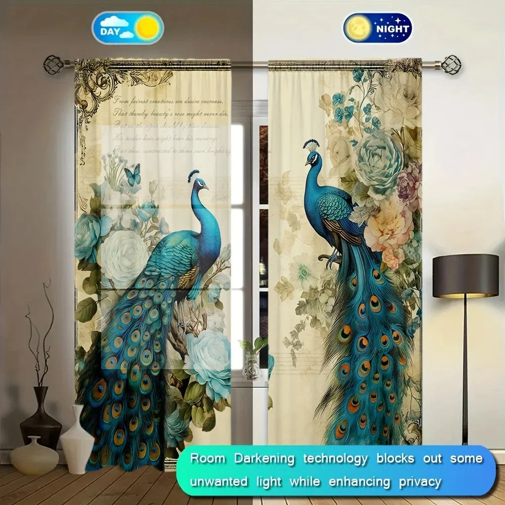 Peacock Style Printed Curtain