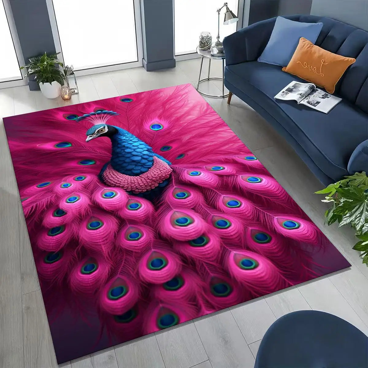 Colorful Peacock Birds Rug