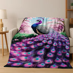 3D Colorful Peacock Birds Dream Flannel Blanket