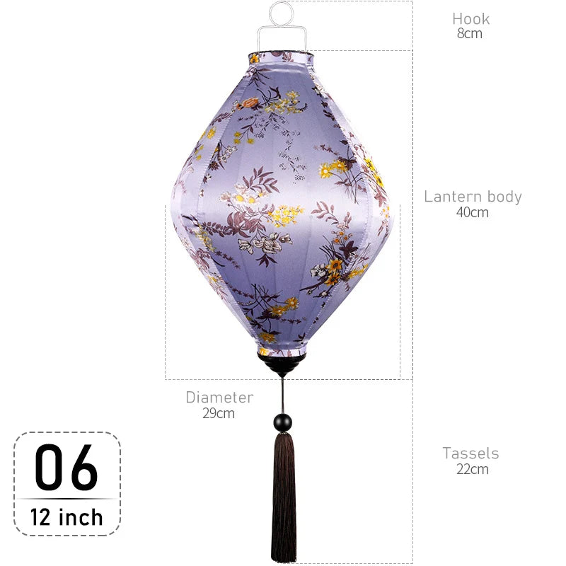 Chinese Floral Pattern Silk Lantern