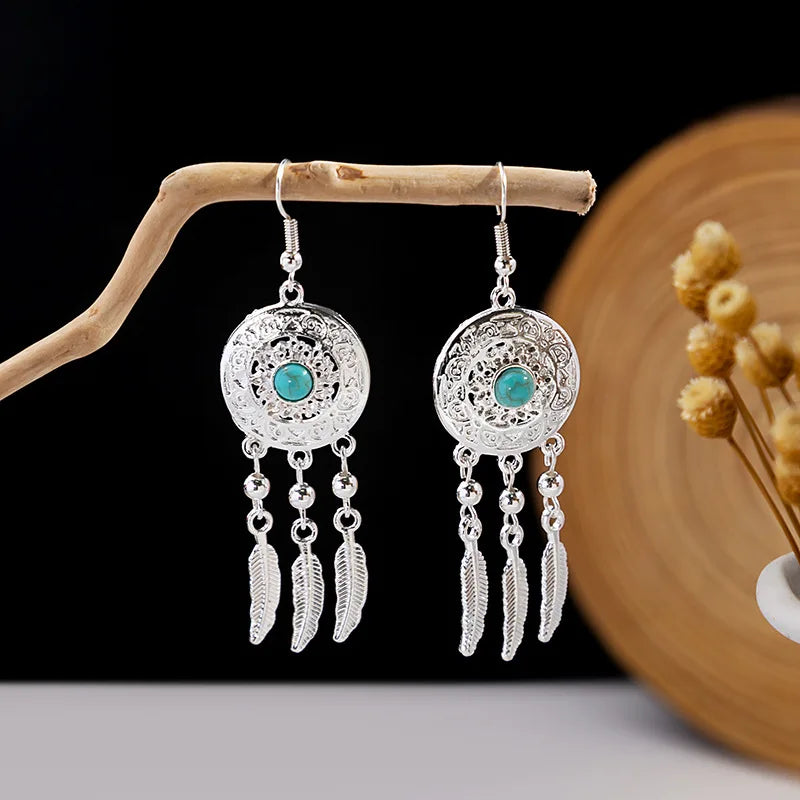 Ethnic Tibetan Silver Color Earrings