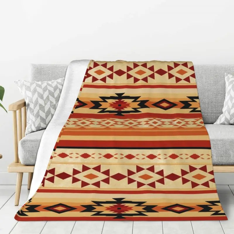 Native American Navajo Boho Aztec Pattern Blanket
