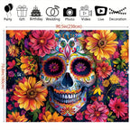 1 large sugar skull flower party banner - Mexican Day of the Dead