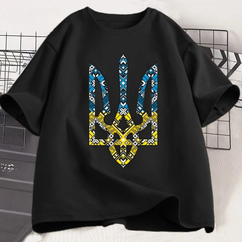 Ukraine Emblem Printed T-shirt O-Neck