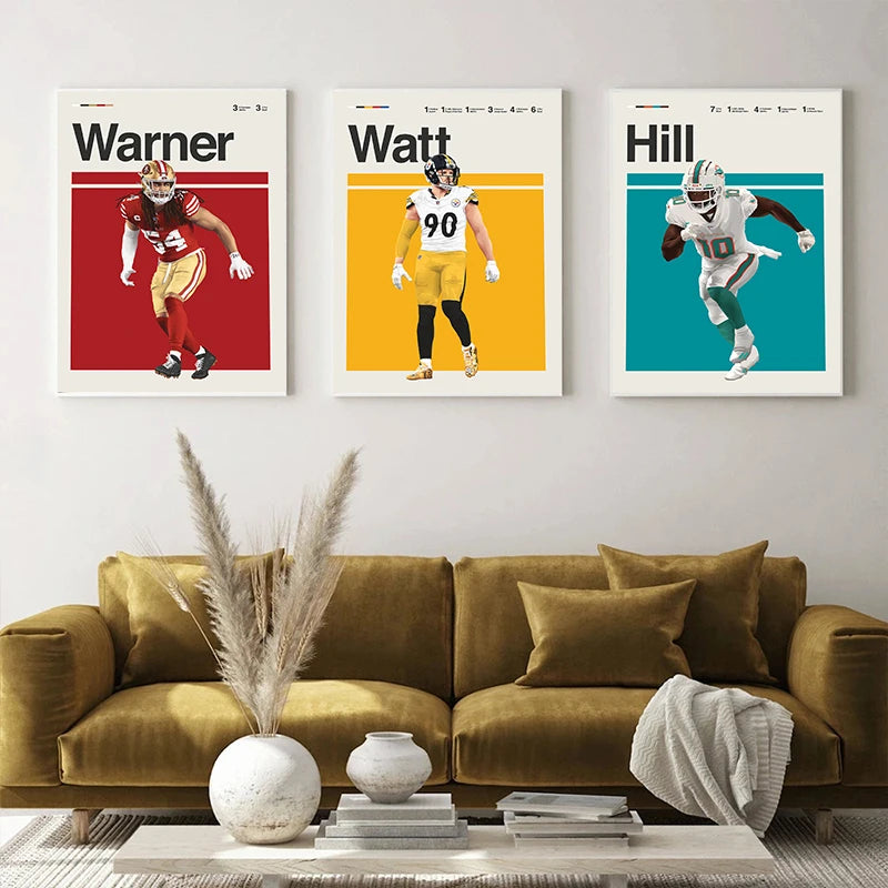 Classic American Football Star Athletes Highlights Achievements Posters