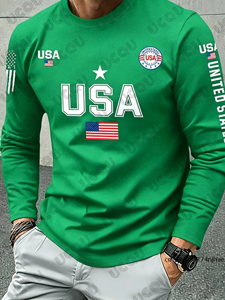 USA Flag Long Sleeve T-shirt