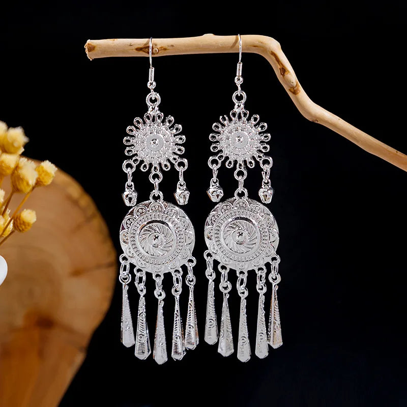 Ethnic Tibetan Silver Color Earrings