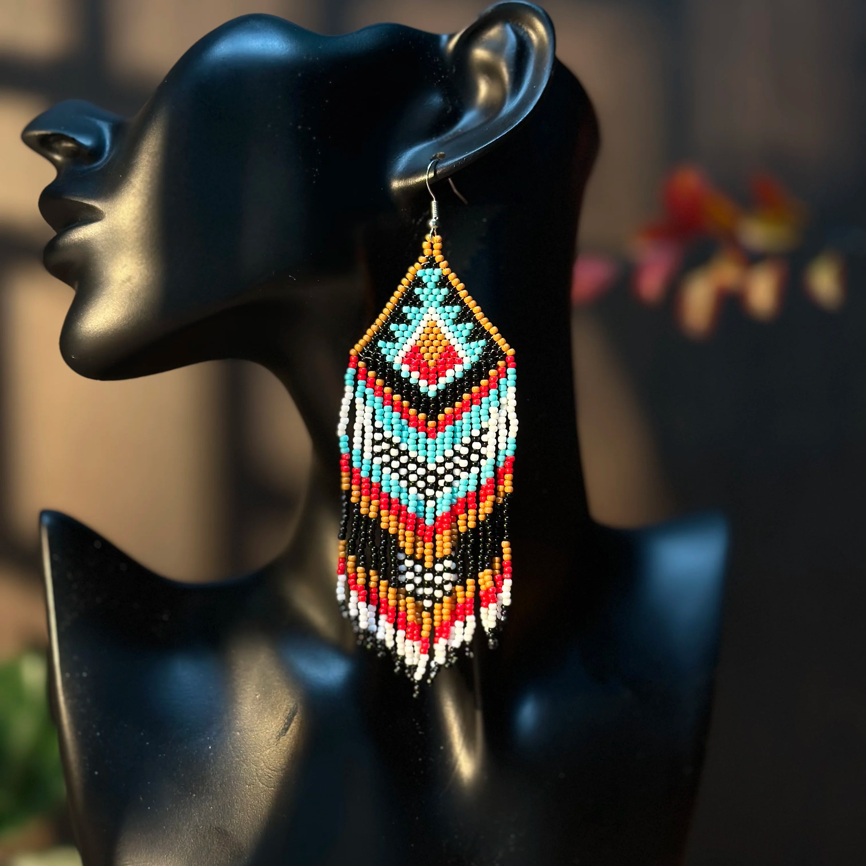 Bohemian Style Geometric Tassel Earrings Tribal Style